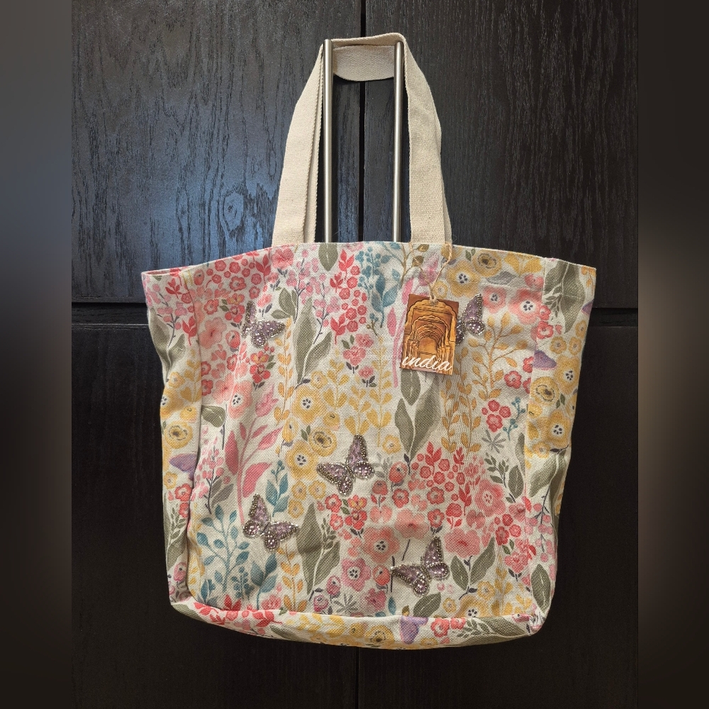 Beautiful Canvas Butterfly Spring Bag NEW Made In INDIA